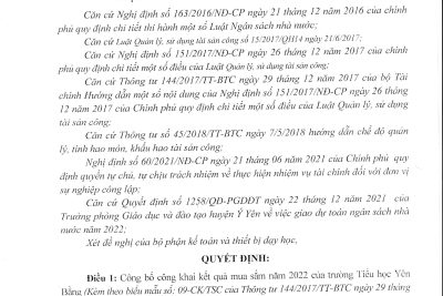 3.2. CÔNG KHAI KẾT QUẢ MUA SẮM TSC NĂM 2022