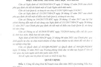 3.1. CÔNG KHAI KẾ HOẠCH MUA SẮM TSC NĂM 2023