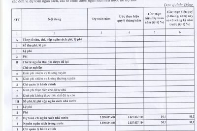 214. CÔNG KHAI TÌNH HÌNH THỰC HIỆN DỰ TOÁN THU-CHI NSNN_6 THÁNG CUỐI NĂM 2021